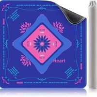 Tapis de jeu de Mahjong américain pliable, résistant à l'eau, écologique, avec motif géométrique en losanges imprimé par sublimation, surpiqué