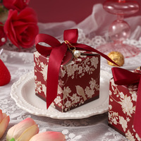 Nouvelle boîte à bonbons de mariage style français, motif floral et oiseaux, feuilles florales, boîte carrée en papier vide, petite boîte de fiançailles de qualité alimentaire
