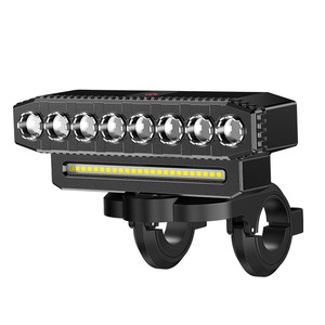 ไฟหน้าจักรยานแบบชาร์จไฟได้รูปฉลามยิ้มพร้อมกระดิ่งและแตร, ไฟจักรยาน LED 800mAh สำหรับจักรยานเสือภูเขา - Product Image 1