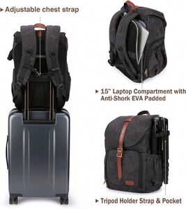 Sac à dos pour appareil photo, échantillon gratuit, sac à dos pour appareil photo reflex numérique DSLR, sac à dos pour appareil photo étanche, sac à dos de photographie antivol avec compartiment pour ordinateur portable de 15,4 pouces - Product Image 4