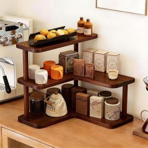 Wooden L-shaped Corner <b>Shelf</b> 3-tier <b>Desktop</b> Storage Rack Cosmetic Organizer Multipurpose Display Stand - Product Image 4