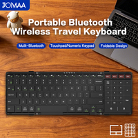 Keyboard Nirkabel Lipat JOMAA yang Dapat Diisi Ulang, Portabel untuk Perjalanan dan Kantor dengan Touchpad/Papan Numerik untuk PC/Laptop/Tablet
