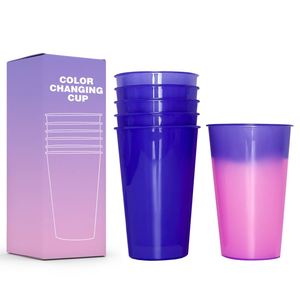 16 Ounce Color-Changing Plastic Hot Drink <b>Reusable</b> <b>Cup</b> Stackable Stadium <b>Cups</b> for Coffee Juice Dishwasher Safe - Product Image 3