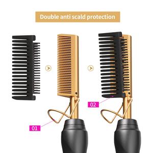 Brosse chauffante professionnelle pliable avec logo personnalisé pour le coiffage des cheveux, fer à friser portatif, température réglable, lisseur de cheveux - Product Image 3