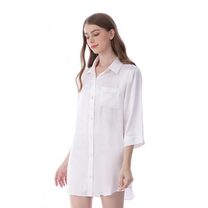 <span class=keywords><strong>Camicia</strong></span> <span class=keywords><strong>da</strong></span> <span class=keywords><strong>Notte</strong></span> di Lusso per Donna in Seta di Gelso 100% 19 Momme, <span class=keywords><strong>con</strong></span> <span class=keywords><strong>Bottoni</strong></span> Frontali, Comoda e Traspirante - Product Image 2