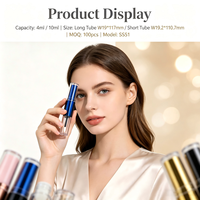 ISMAN Tube de rouge à lèvres et gloss double embout rond 2-en-1 vide 4ml 10ml, boîtier métallique transparent rotatif, cosmétique rechargeable en gros