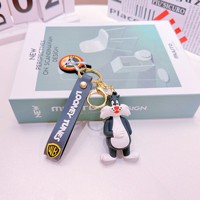 Porte-clés mousqueton exquis et mignon Daffy Duck, série de figurines créatives de dessins animés (lapin, bouledogue), en plastique, cadeau en gros, fabriqué en PVC et alliage