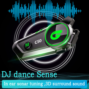 ชุดหูฟังหมวกกันน็อครถจักรยานยนต์ C50สำหรับ2ผู้ขับขี่800เมตรอินเตอร์คอมพร้อมไฟที่มีสีสัน - Product Image 4