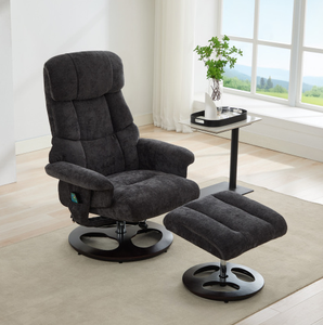 Sillón Reclinable Moderno de Microfibra Gris con Reposapiés, Estructura Metálica Grande y Alta con Función de Masaje para Dormitorio - Product Image 1