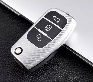 Cover per Chiavi in TPU con Texture in Fibra di Carbonio per Ford Fiesta 2013 <span class=keywords><strong>Focus</strong></span> Classic EcoSport, Protezione Bilaterale Anti-Impronta - Product Image 5