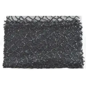 Испанский нигерийский Классический веревочный черный тюль сетка кружево ткань магазин