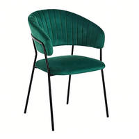 Fauteuil rembourré de style italien, élégante chaise de salle à manger en velours avec dossier capitonné