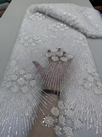 NI.AI fond noir Tulle Net dentelle luxe perlé séquence maille dentelle tissu Nigeria femmes robe de mariée matériel