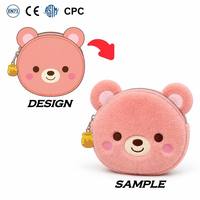 Dompet Koin Boneka Beruang Custom Grosir Dompet Resleting Hewan Lucu OEM ODM Kantong Bulu Lembut Hadiah Anak EN71 CE ASTM CPC Ukuran Custom