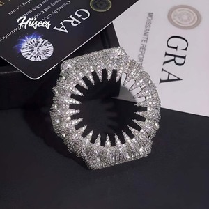 Buss Down GA2100 Lunette de montre en <span class=keywords><strong>métal</strong></span> faite à la main, en argent sterling 925, sertie de diamants Moissanite VVS, avec griffes de fixation pour boîtier de montre antichoc - Product Image 1