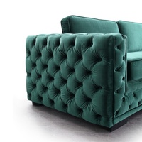 Meubles de salon OEM les plus vendus Ensembles de canapés modulaires en forme de L en velours vert pour le salon Petit canapé contemporain moderne