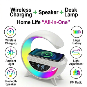 Haut-parleur Bluetooth multifonctionnel en forme de G 2026 avec chargeur sans fil, lumière d'ambiance RGB et réveil – Approvisionnement en gros pour promotions - Product Image 5