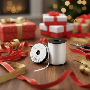 Nastro regalo Ilan 1 cm x 100 m in raso bianco per confezioni - Product Image 2