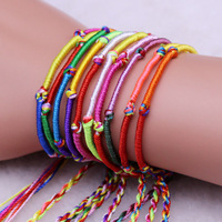 Bracelet tissé à la main en ficelle de coton coloré personnalisable Bracelet tressé en cordon de coton arc-en-ciel Bracelet bon marché