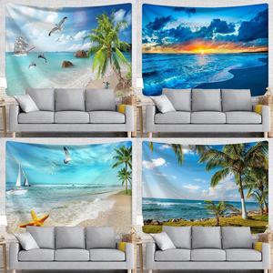 Plage Nature Paysage Série Tenture Murale <span class=keywords><strong>Fond</strong></span> Tissu Serviette Châle Protection Solaire Polyester Tapisseries Cadeau De Vacances - Product Image 5