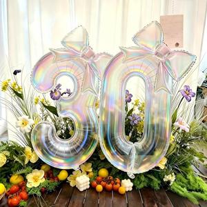 Palloncino Numerico Iridescente Lucido da 40 Pollici <span class=keywords><strong>con</strong></span> Fiocco, <span class=keywords><strong>Palloncini</strong></span> in Foil <span class=keywords><strong>Arcobaleno</strong></span> per Feste di Compleanno e Matrimoni, Vendita all'Ingrosso - Product Image 1