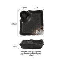 Plat à raviolis profond carré en porcelaine ESTICK, design minimaliste japonais, pour service traiteur, compatible micro-ondes, noir