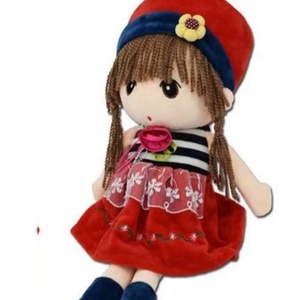 Peluche personnalisée mignonne en forme de lapin avec des oreilles, poupée en tissu pour fille aux cheveux tressés et jupe en dentelle rouge - Product Image 4