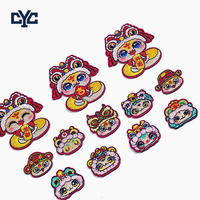 Patchs thermocollants personnalisés brodés du Nouvel An chinois, Danse du Lion, Zodiaque, Animaux porte-bonheur, style dessin animé mignon