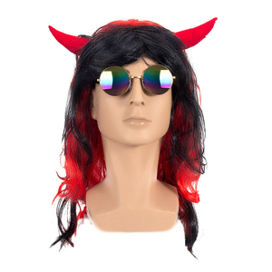 Perruque de cheveux synthétiques pour femme, accessoires de fête, robe fantaisie, perruque avec cornes de diable séduisantes, vente en gros - Product Image 4