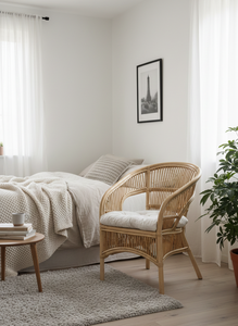 Silla de Bambú Fabiano, Elegante y Cómoda, Modular, con Asiento Acolchado, para Sala de Estar, Apartamento, Hotel, Espacios Exteriores y Hogar - Product Image 3