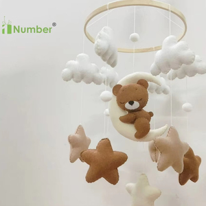 Productos para bebés, venta al por mayor, cuna Bohemia del Corán, móviles colgantes hechos a mano, peluche de fieltro suave, oso soñoliento, móviles para bebés para cunas - Product Image 1