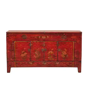 Çin antika orijinal Shanxi el boyalı dolap asya mobilya