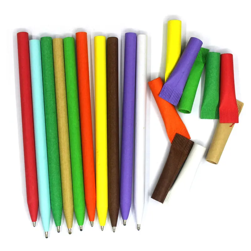 広告ホテルボールペンギフト印刷可能なロゴクラフト紙ボールペン木製ペン