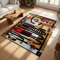 Alfombra Picasso de Lana de Nueva Zelanda Hecha a Mano, de Pelo Alto y Grueso, Antidesgarro, con Diseño Abstracto de Estilo Moderno y Lujoso, Antimanchas
