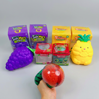 Juguete de descompresión de frutas de simulación con caja independiente, con textura de uva grande, piña, oso y sandía, para apretar y aliviar el estrés