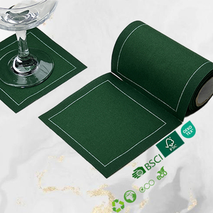 Posavasos de tela cuadrados de algodón 100% ecológicos desechables, servilleta de plato de cargador de café con logotipo personalizado - Product Image 1