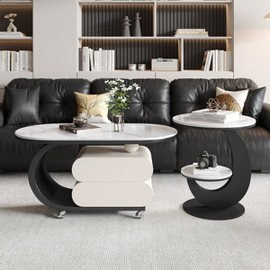<span class=keywords><strong>Mesa</strong></span> de Centro Móvil con Estructura Metálica y Tapa de Piedra, con Ruedas para Almacenamiento, para Hogares Pequeños - Diseño Minimalista de Lujo 2025, <span class=keywords><strong>Mesa</strong></span> Compacta - Product Image 5