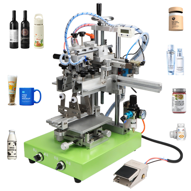 Factory Price Manual Semi-Automatic Silk Screen Printing Machine for Mug Bottle Wine Bottle Industrial Accessories Cylindrical