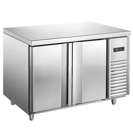Gabinete de escaparate de comida de mar de carne de 110V, acero inoxidable, congelador debajo del mostrador, refrigerador para la cocina