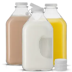 Reusable Large 64 Oz 1800ml Transparent Square Beverage Juice Milk Jug Pitcher Empty Wine Glass Bottles