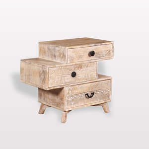 Elegante Cómoda de Madera Acanalada con 3 Cajones, Gabinete Compacto de Almacenamiento para Dormitorio, Sala de Estar o Comedor - Product Image 4