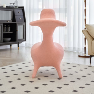 ATUNUS Chaise simple de jeu mobile en tissu d'agneau à boucle Chaise rembourrée pour salon en forme de canard mignon en alpaga - Product Image 2