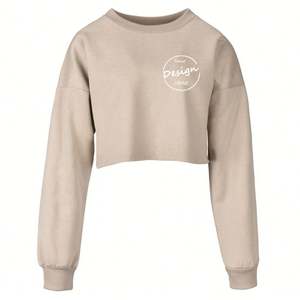 เสื้อฮู้ดดี้ปักลายตามสั่งสำหรับฤดูหนาว คอวี ผ้าสแปนเด็กซ์/คอตตอน กันลม แขนยาวทรงหลวมสำหรับผู้หญิง แบบครอป - Product Image 6