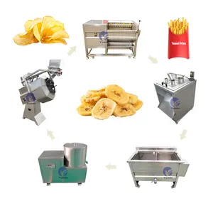 Industrial 100kgh French Fry Semi Automatic Potato Chips Small Scale Plantain Chips Production Line Chips Make Machine Price