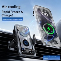 Support de téléphone de voiture avec chargeur sans fil 15W, port USB, fixation automatique pour console centrale et grille d'aération, support métallique à serrage automatique