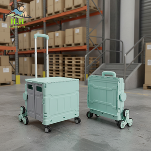 עגלת קמפינג מתקפלת ניידת, עגלת אחסון וקניות לטיפוס הרים עם ידית טלסקופית, עגלות שירות לפיקניק וקמפינג בחוץ - Product Image 1