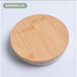 أوعية شموع فريدة بلون كهرماني شفاف مخصصة لصنع الشموع مع غطاء خشبي من الخيزران أو معدني - Product Image 6