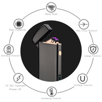 Briquet électrique rechargeable par USB à double arc en métal coupe-vent flamme pour cigarette Design moderne pour cadeaux d'affaires