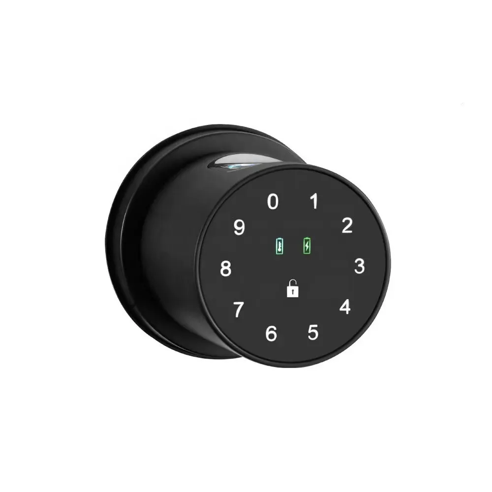 Amazon sederhana menginstal aplikasi Tuya otomatis elektronik sidik jari biometrik Digital bulat tombol pintar rumah kantor kunci pintu