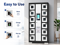 Casillero de Carga para Teléfonos Inteligentes con 12 Compartimentos, Gabinete de Almacenamiento Seguro para Carga de Celulares con Pantalla Táctil para Escuelas y Bibliotecas